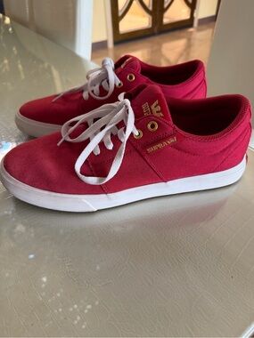 Supra stacks li vulc red low top sneakers mens 10.5 skateboard shoes